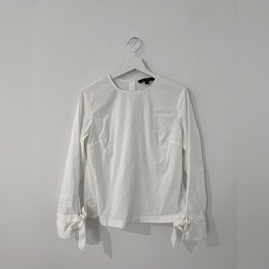 White Banana Republic High Button Back Wrist Tie Blouse size S
